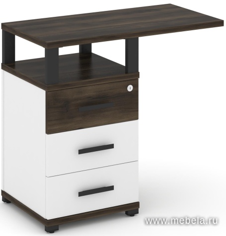 Тумба приставная узкая 3 ящика со свесом. С надставкой широкой.