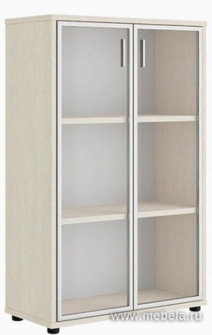 Офисный шкаф средний со стеклом с алюминиевой рамой