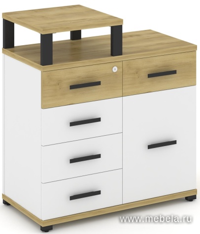 Тумба приставная широкая 5 ящиков + 1 распашной фасад. С надставкой узкой.