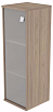 Офисный шкаф узкий средний со стеклом, Л/Пр
