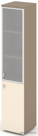 Офисный шкаф высокий узкий правый (матовое стекло в раме)