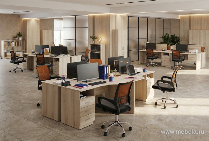 Стол криволинейный с тумбой правый