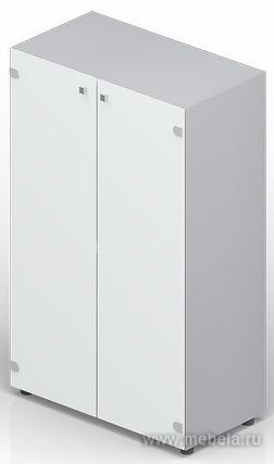 Офисный шкаф для документов (белое матовое стекло)