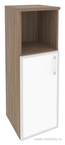 Офисный шкаф средний узкий белое стекло в раме левый / правый