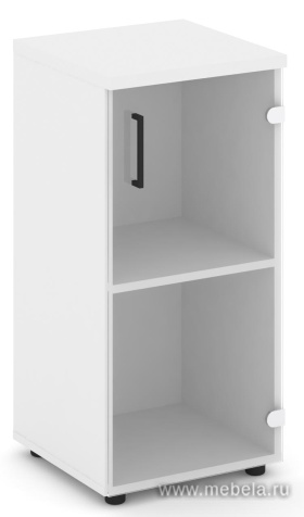 Офисный шкаф низкий узкий левый / правый (1 низкий фасад стекло, задняя стенка ЛДСП)