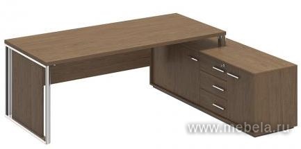 Стол руководителя на опорной тумбе правый/левый с декоративной вставкой