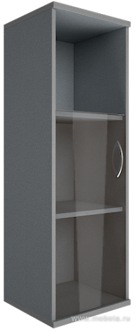 Офисный шкаф узкий средний со стеклом + полка), Л/Пр.