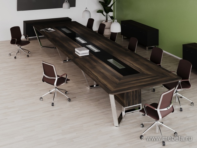 Стол переговорный прямоугольный с лючками из нержавеющей стали