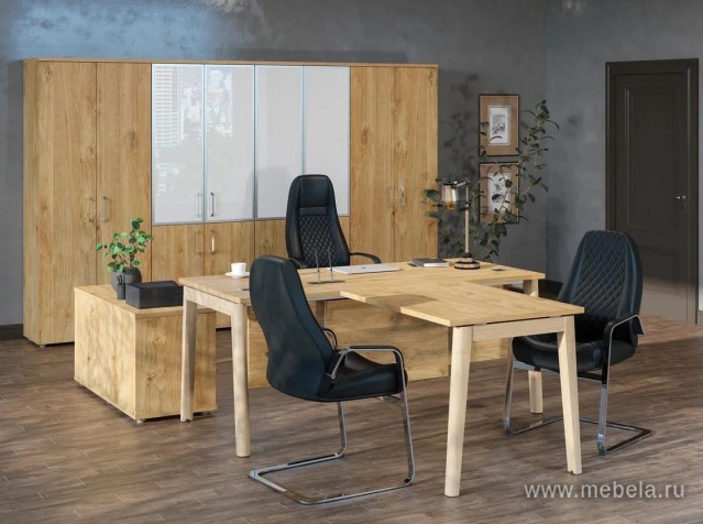 Офисный шкаф средний широкий с чёрным стеклом в раме