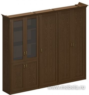 Офисный шкаф высокий комбинированный со стеклом с узким гардеробом