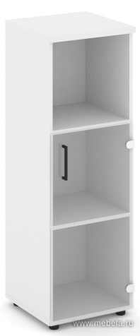 Офисный шкаф средний узкий левый / правый  (1 низкий фасад стекло, задняя стенка ЛДСП)