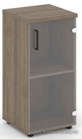 Офисный шкаф низкий узкий левый / правый (1 низкий фасад стекло, задняя стенка ЛДСП)