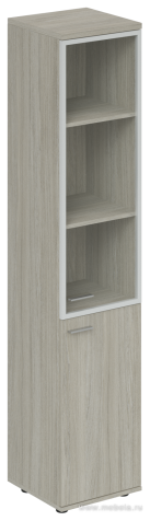 Офисный шкаф высокий узкий со стеклом правый