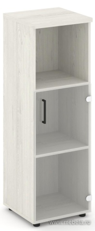 Офисный шкаф средний узкий левый / правый  (1 низкий фасад стекло, задняя стенка ЛДСП)