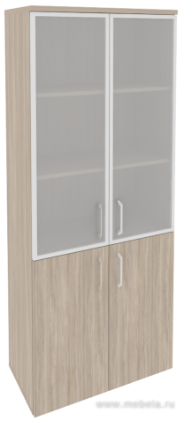 Офисный шкаф высокий широкий со стеклом в раме